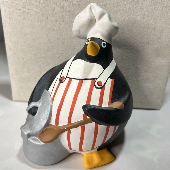 Ceramic Fat Penguin Chef Tiziana Coccia Signed Italy Whimsical Handmade - Picture 2 of 14